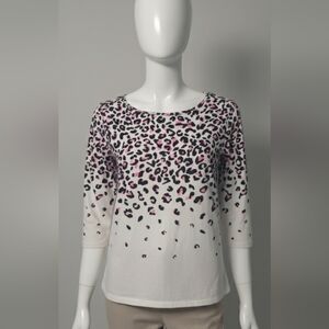 Talbots Pink and White Leopard Print Blouse